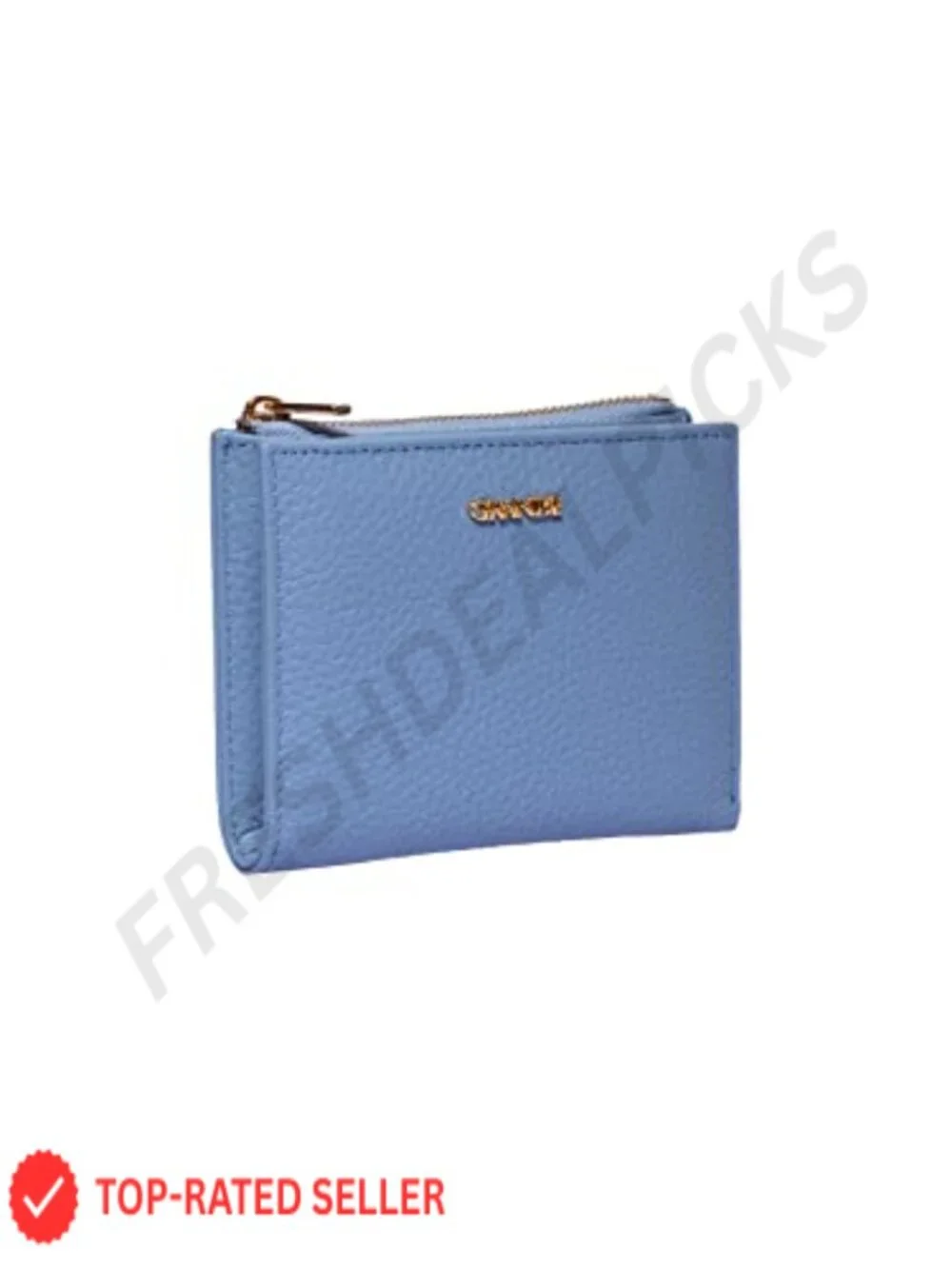 Genuine Leather Minimalist Bifold Wallet with Zipper & 6 Card Slots for Women